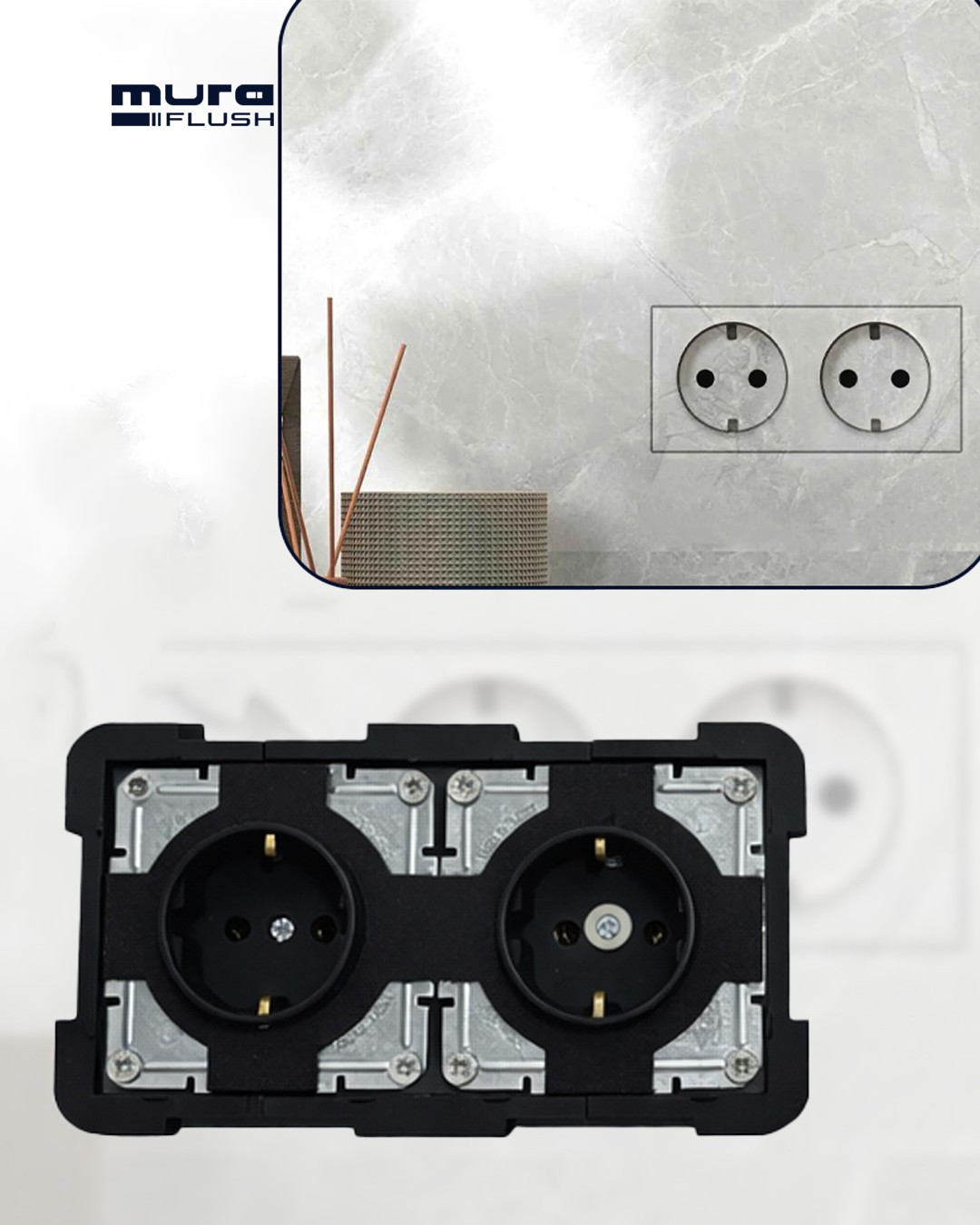 Double hidden wall socket