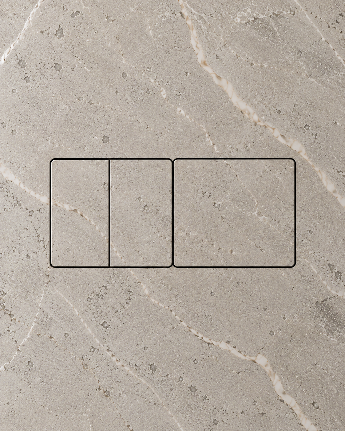 Hidden double switch installed flush in beige stone